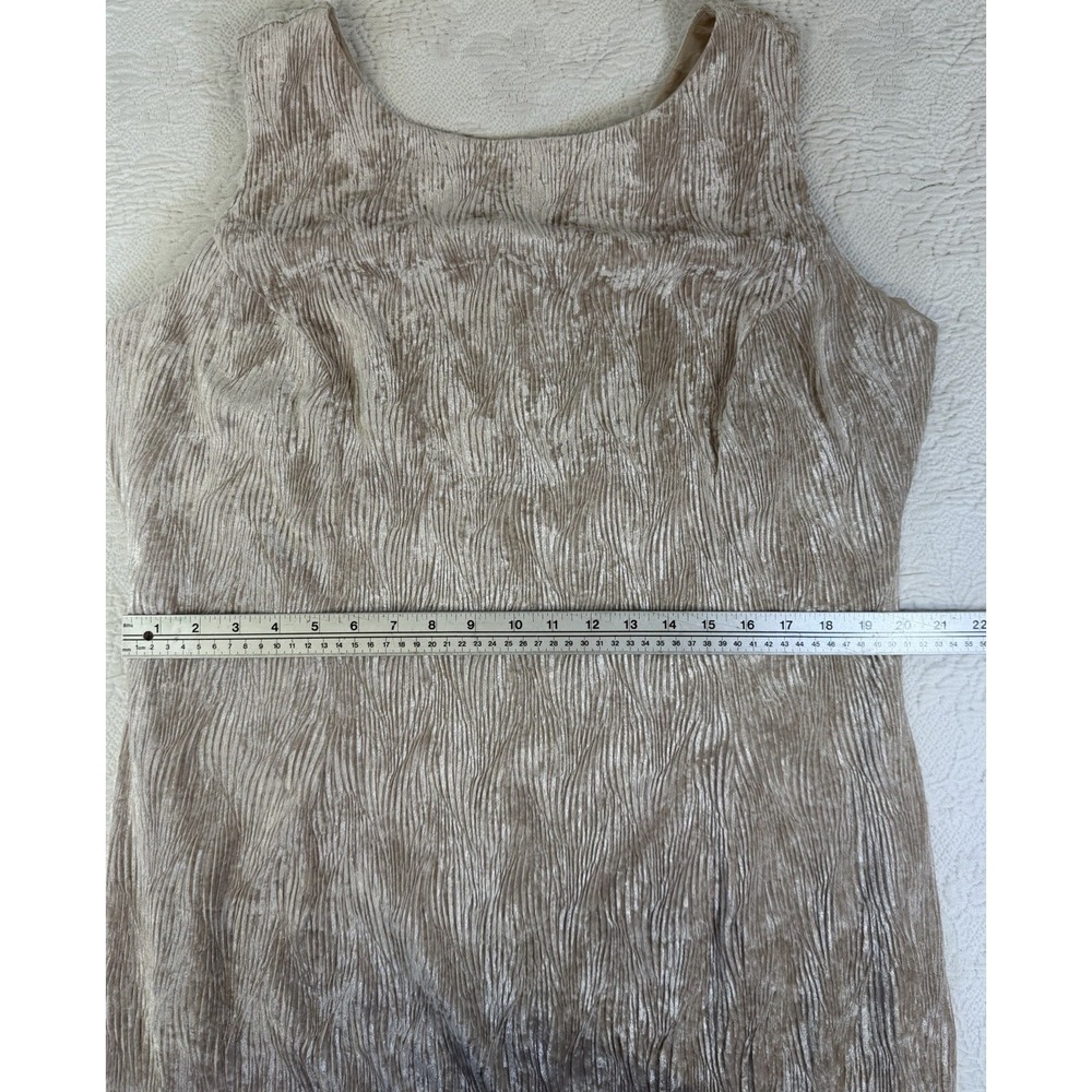 Vintage 90s Gunne Sax Jessica McClintock Crushed Velvet Maxi Dress 20W Champagne - Picture 4 of 8